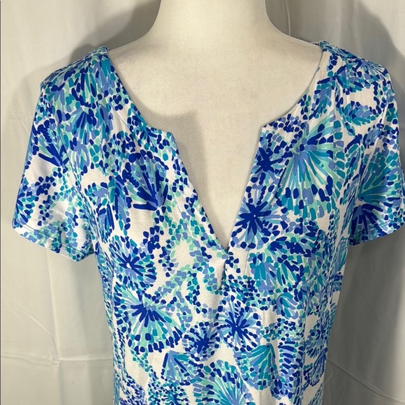 Lilly Pulitzer Blue and White Floral Dress Size Large - Picture 3 of 8